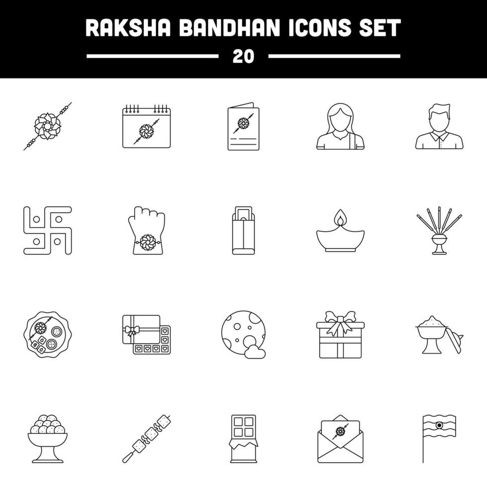 schwarz Schlaganfall Illustration von Raksha Bandhan Symbol oder Symbol. vektor