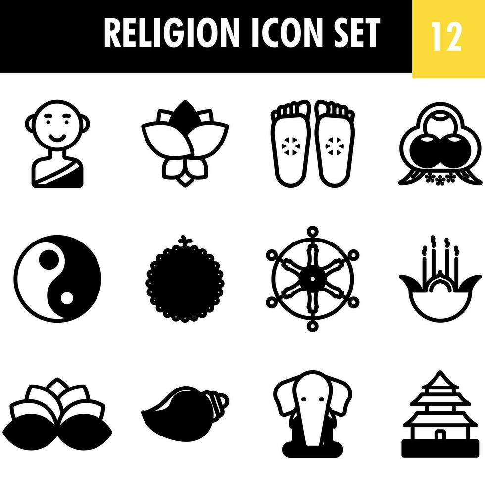 Vektor Illustration von Religion Symbol einstellen im schwarz und Weiß Farbe.