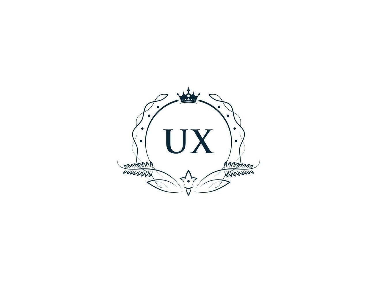 första ux minimal lyx logotyp, minimalistisk kunglig krona ux xu logotyp ikon vektor konst