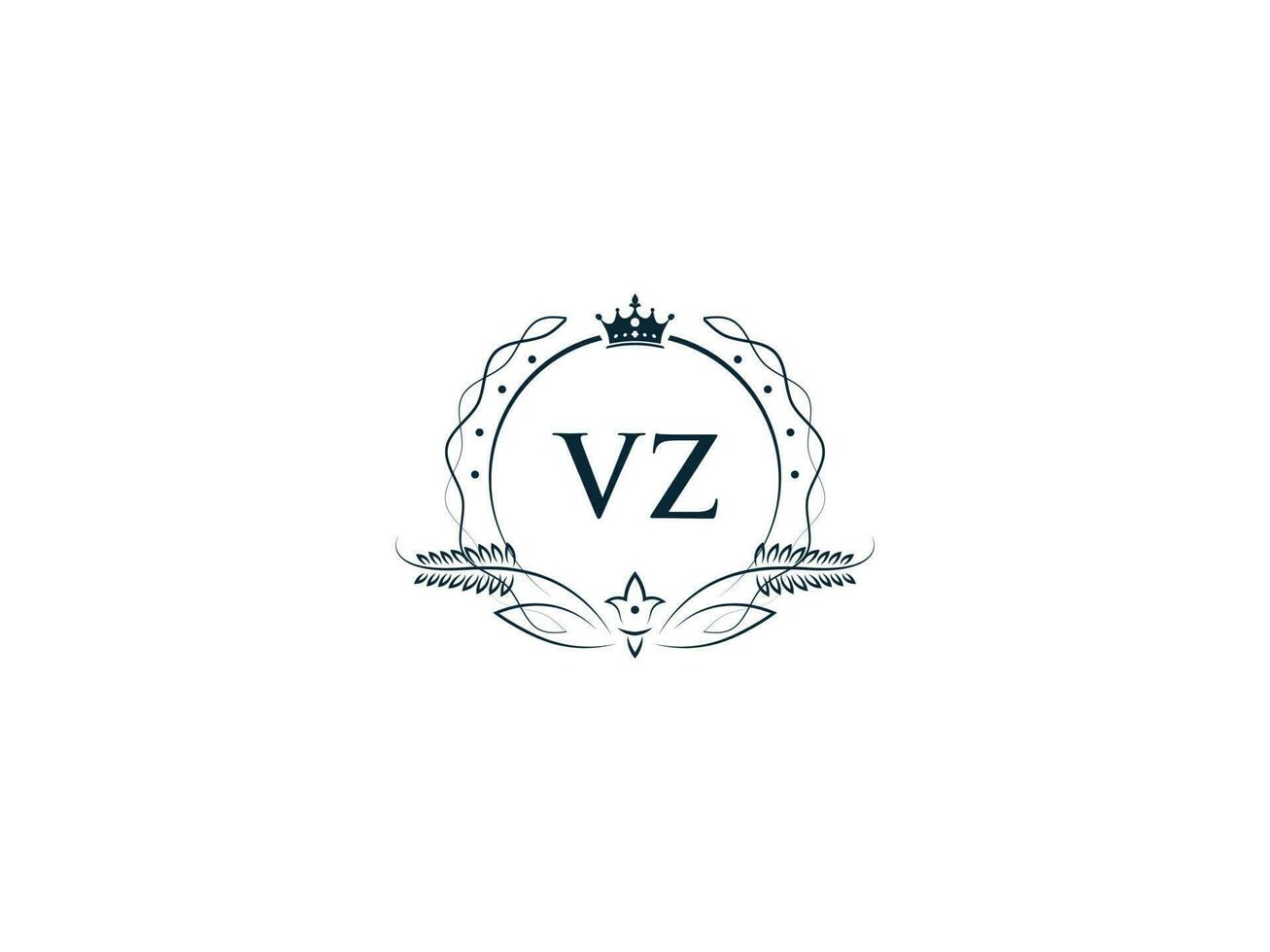 första vz logotyp brev design, minimal kunglig krona vz zv feminin logotyp symbol vektor