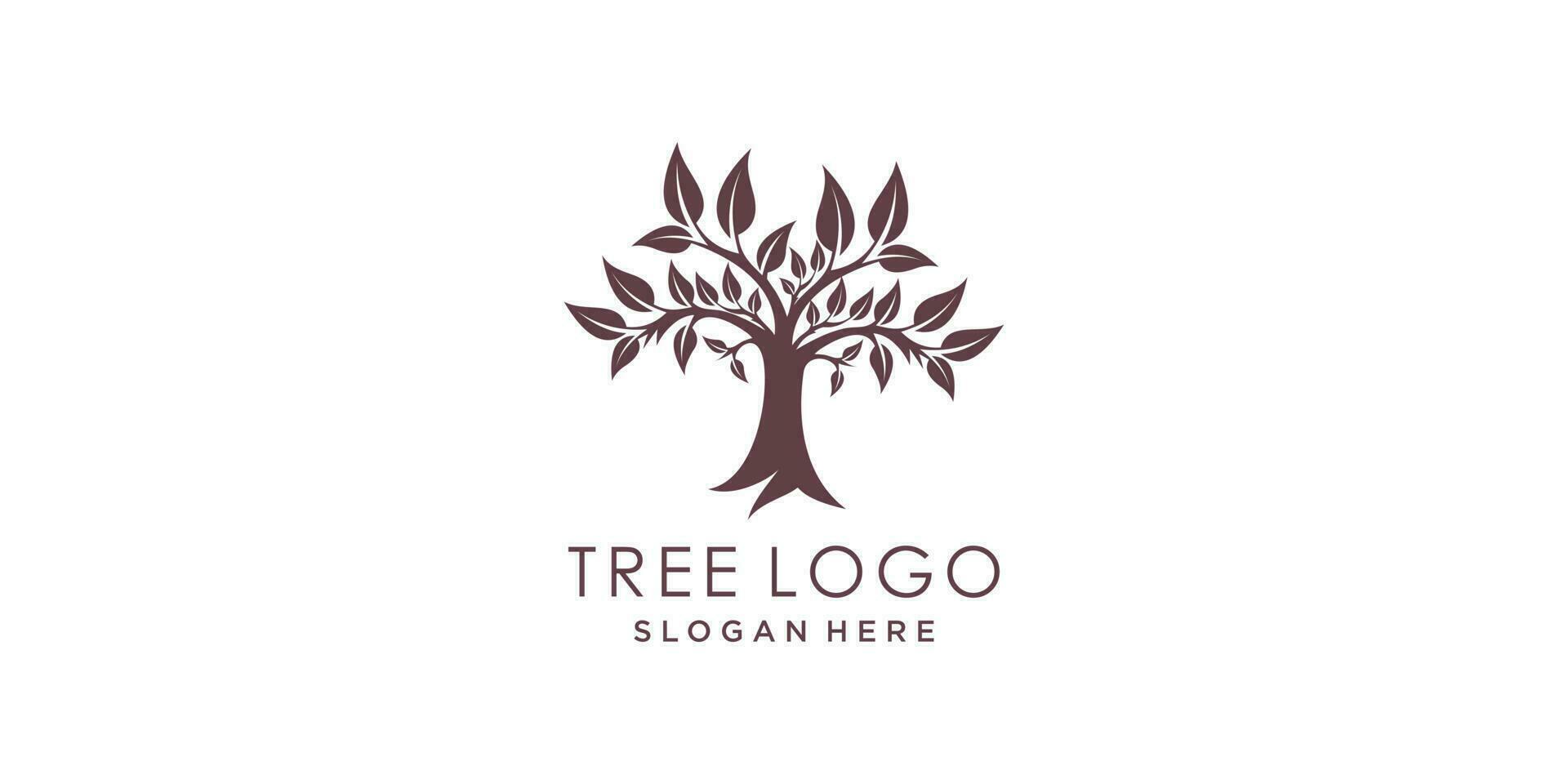 Natur Logo Design Vektor mit Baum und Blatt Stil