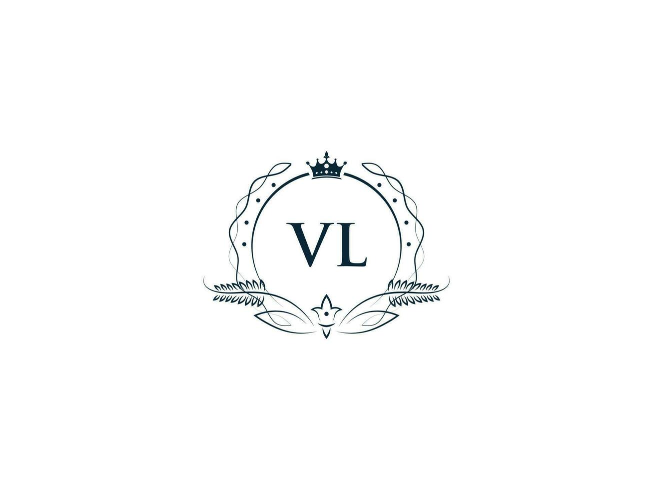 första vl logotyp brev design, minimal kunglig krona vl lv feminin logotyp symbol vektor