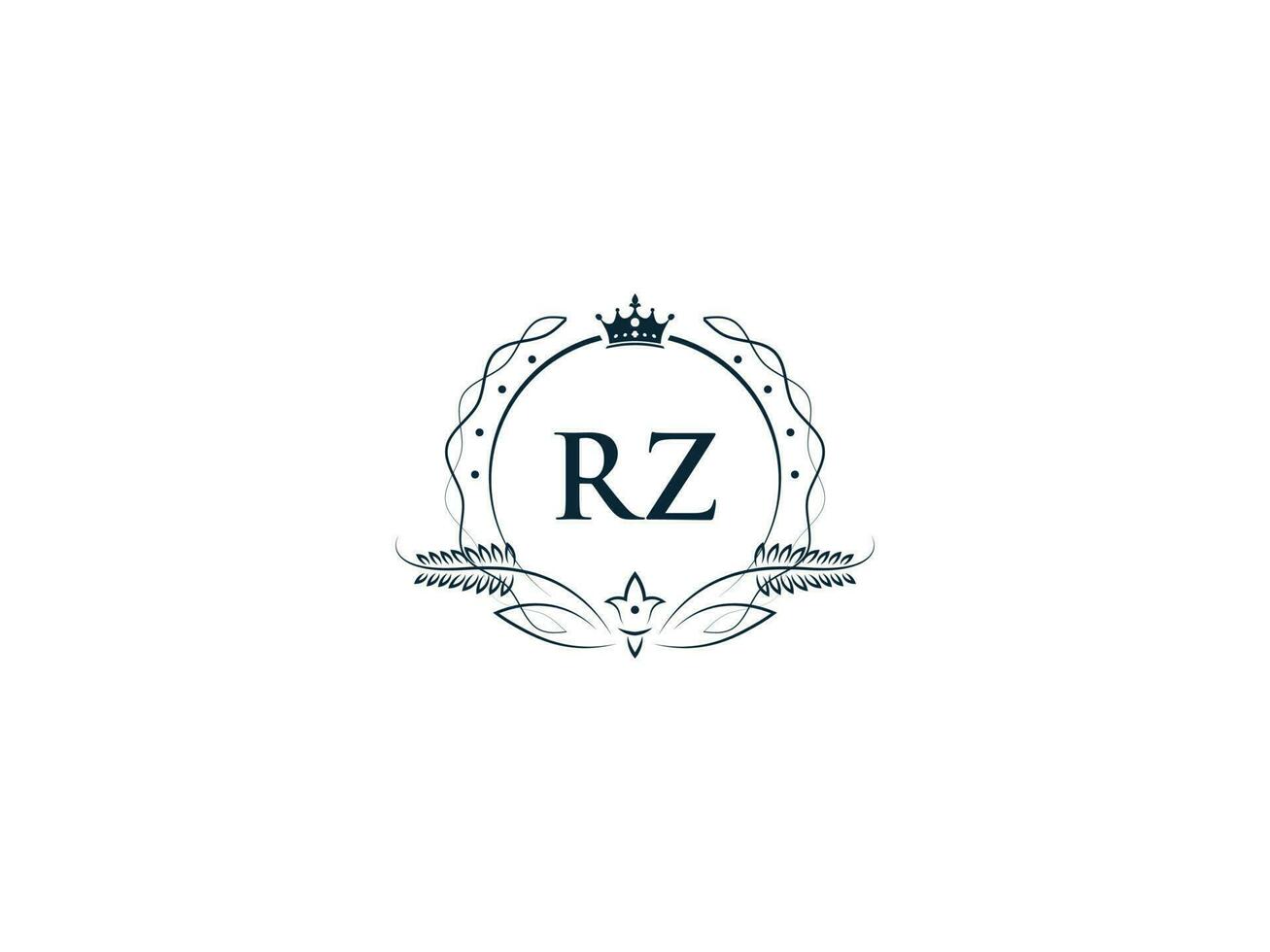 königlich Krone rz Logo Symbol, feminin Luxus rz zr Logo Brief Vektor