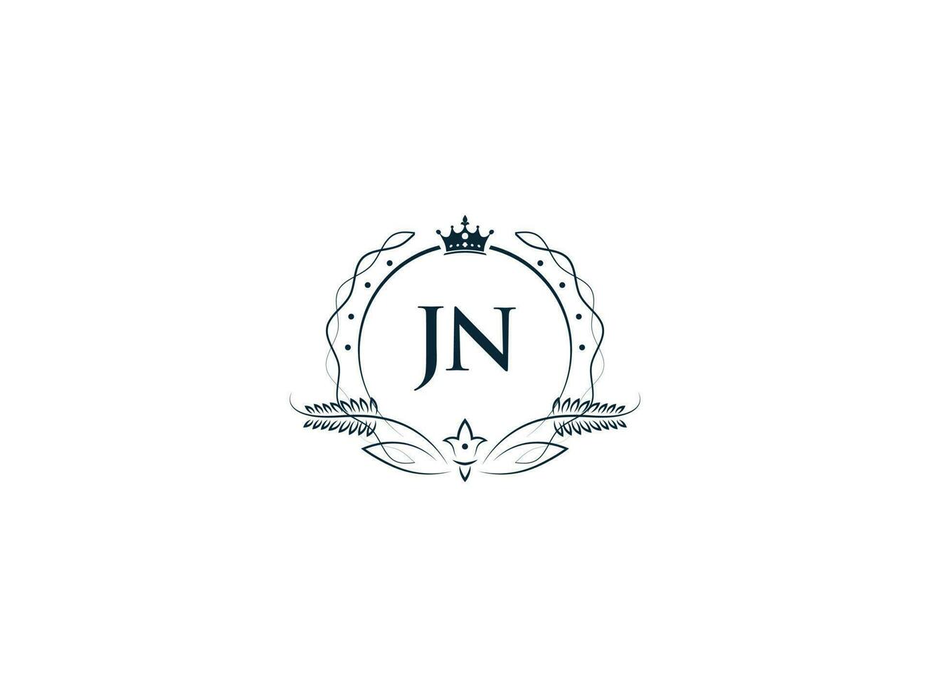 monogram jn feminin företag logotyp design, lyx jn nj kunglig krona logotyp vektor