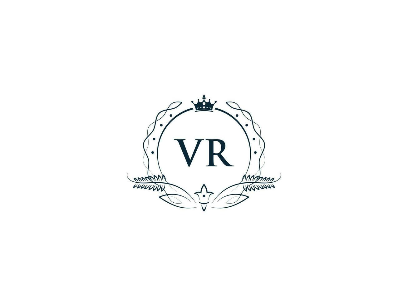 Initiale vr Logo Brief Design, minimal königlich Krone vr rv feminin Logo Symbol vektor