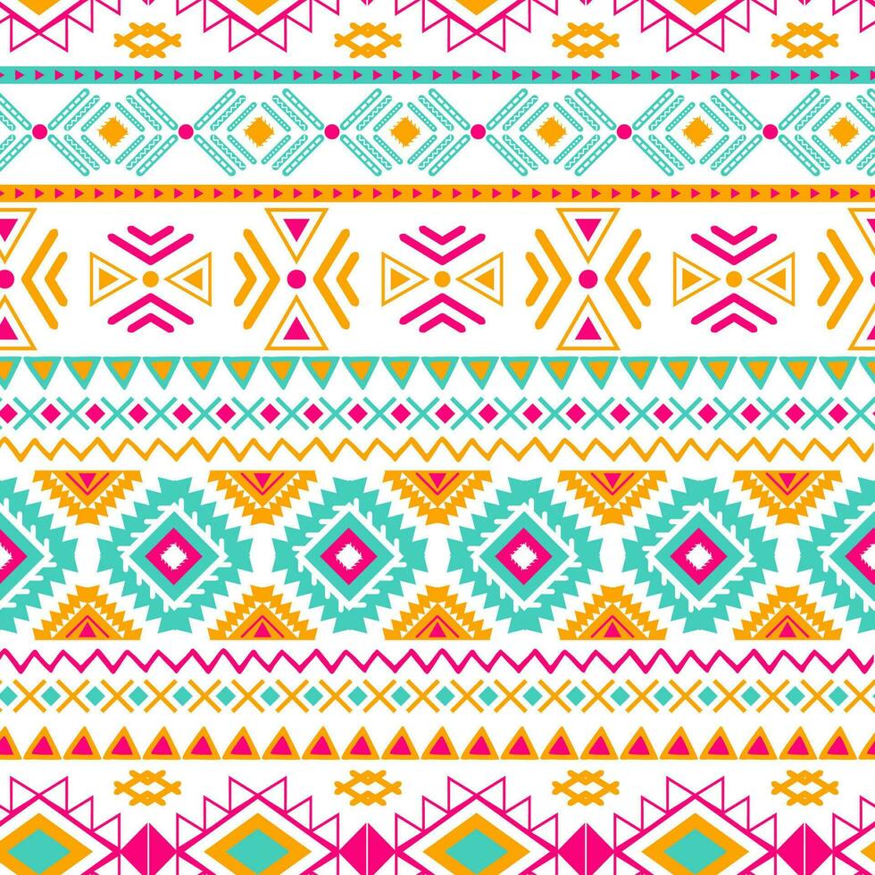 Vektor Stammes- ethnisch nahtlos Muster im hell Rosa Orange Farben aztekisch geometrisch Hintergrund. Mexikaner Ornament Textur einheimisch amerikanisch traditionell Design Volk geometrisch drucken zum Hintergrund wickeln Stoff