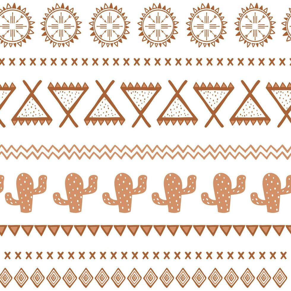 vektor stam- etnisk sömlös mönster i kaffe brun Färg. aztec abstrakt bakgrund. mexikansk prydnad textur inföding amerikan traditionell design folk geometrisk skriva ut för tapet slå in, omslag trasa