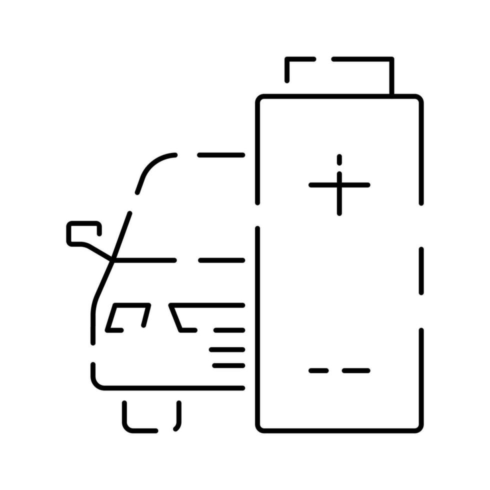 elektrisch Auto Linie Symbol. elektrisch Automobil Kabel Kontur und Stecker Laden schwarz Symbol. Öko freundlich Elektro Auto Fahrzeug Konzept. Vektor Elektrizität Illustration.