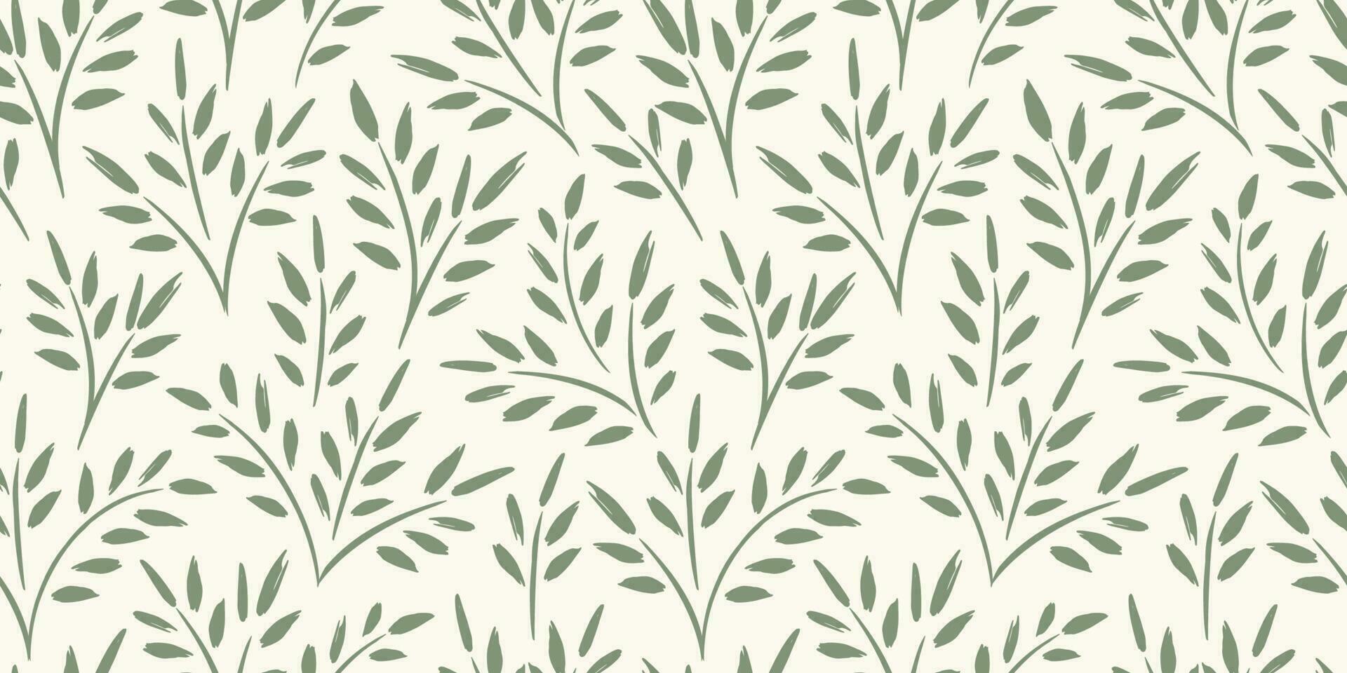 blommig sömlös mönster med gräs och löv. vektor design för papper, omslag, tyg, interiör dekor och Övrig använda sig av