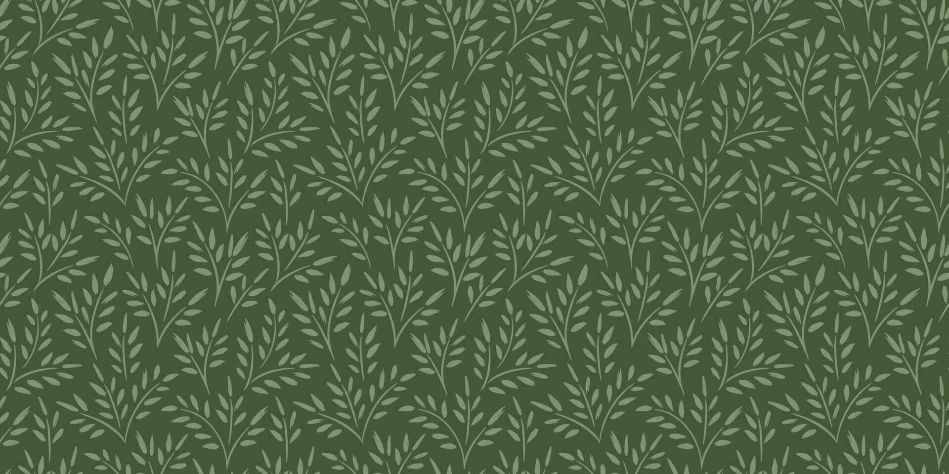 blommig sömlös mönster med gräs och löv. vektor design för papper, omslag, tyg, interiör dekor och Övrig använda sig av