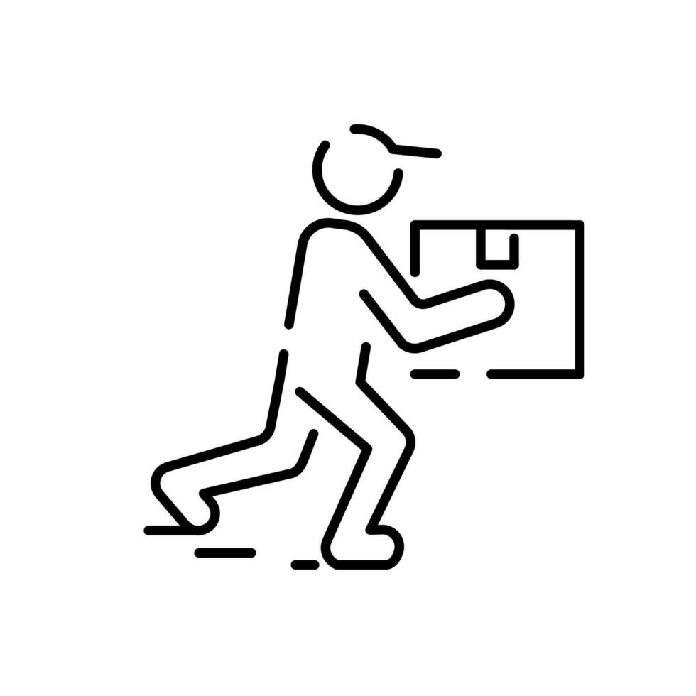 modern Lieferung. Linie Symbol logistisch Netzwerk. Transport mit global Industrie. Ladung Versand Kasten. Bote, Kurier oder Lieferung Mann. vektor