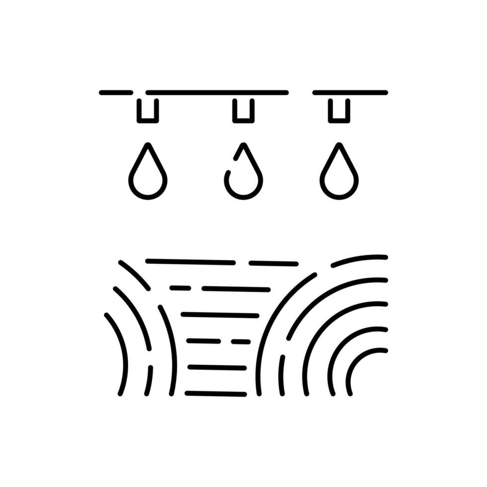 Landwirtschaft und global Landwirtschaft Linie Symbole. enthält eine solche Symbole Mähdrescher, Bauern und Dorf Bauernhof Gebäude. tropfen Bewässerung. Abbildung. global Landwirtschaft oder Mehl und Getreide. vektor