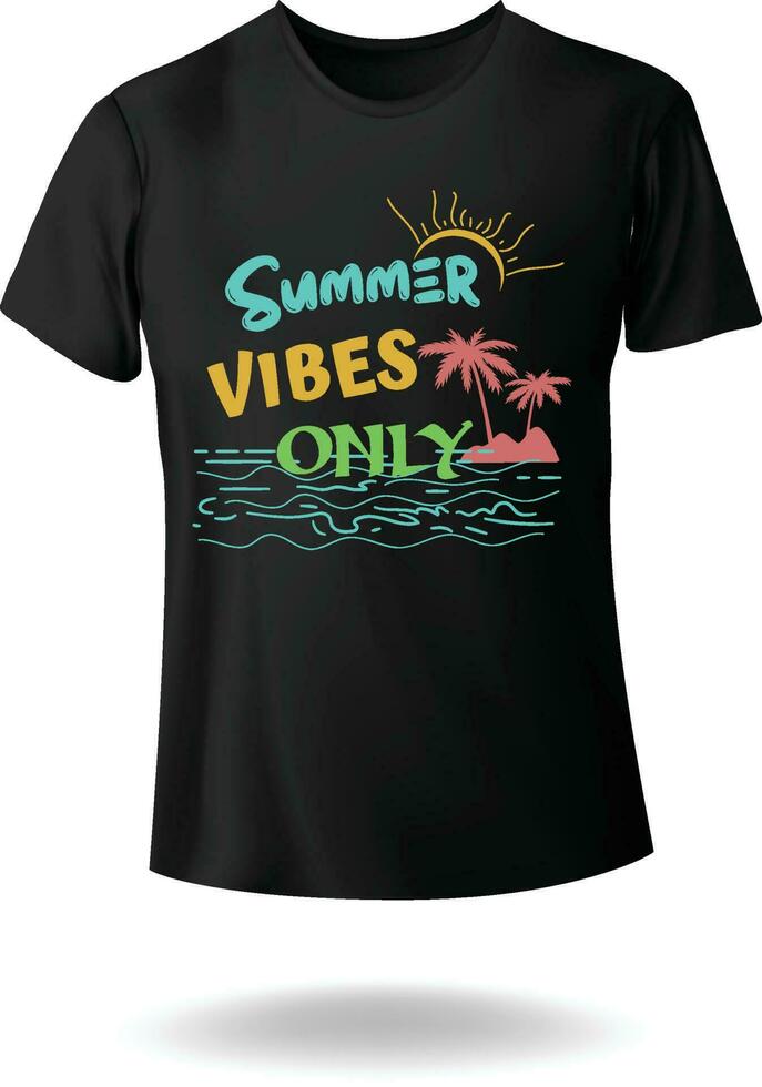 sommar vibrafon endast typografi med soluppgång hav strand se handflatan träd vektor t-shirt design eps 10