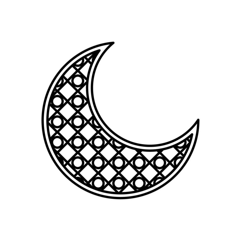 svartvit halvmåne måne muslim ikon vektor