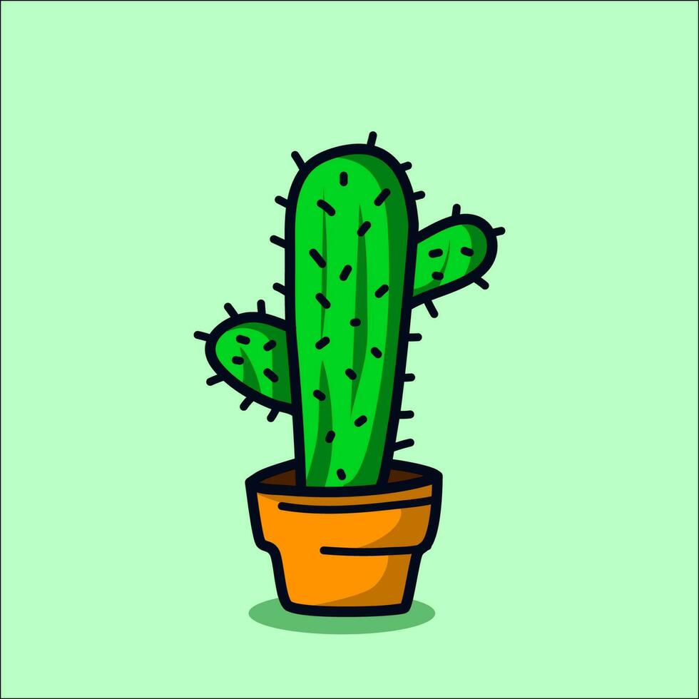 Kaktus Vektor Illustration. Kaktus Pflanzen Design Vorlage. Vektor Illustration von Kaktus. Kaktus Karikatur Stil.
