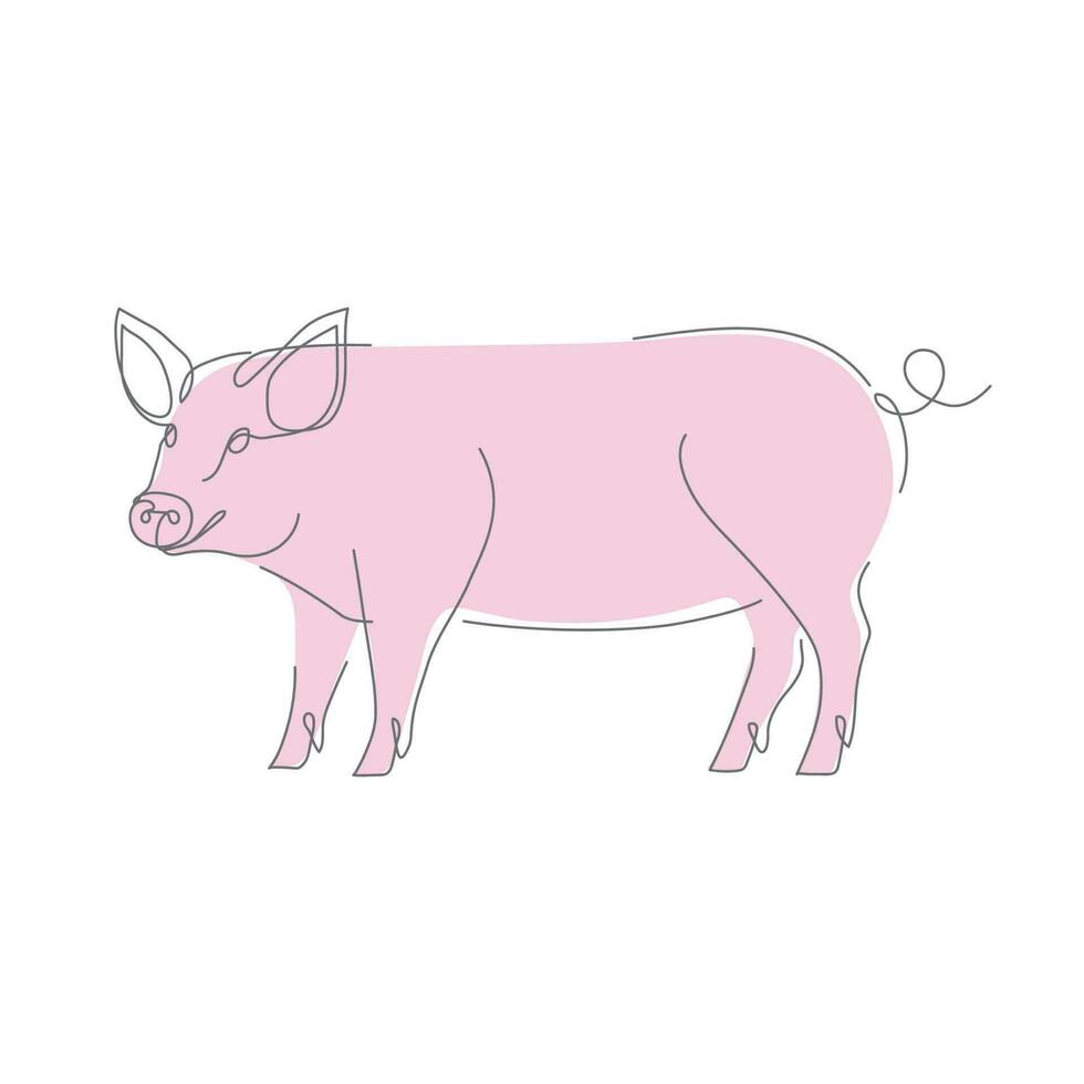 Schwein im einer Linie Logo Symbol. Schwein kontinuierlich Linie Kunst Symbol Vektor. abstrakt Vektor linear Illustration von Schwein. Schweinefleisch Vektor Symbol. Linie Kunst. Vektor Illustration