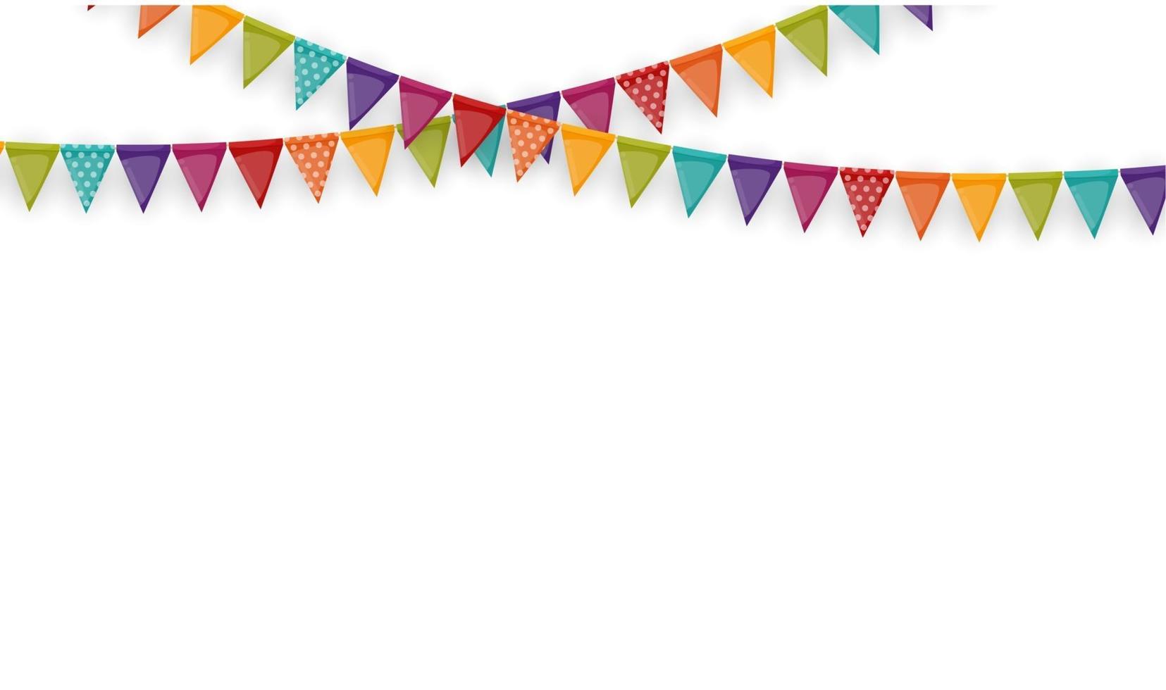 banner med krans av flaggor och band semester fest bakgrund för födelsedagsfest carnava vektor