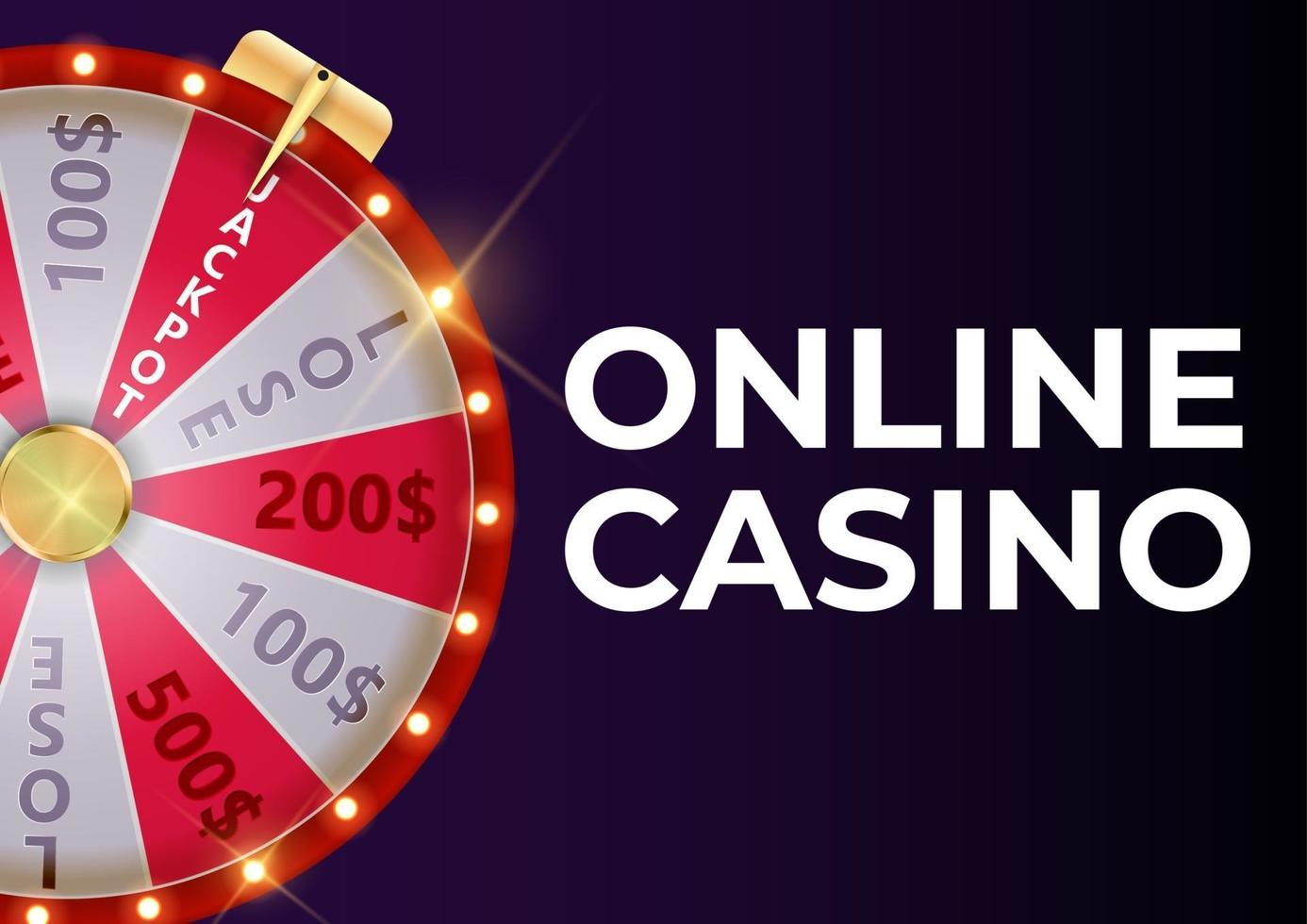 Online Casino Hintergrund Poster mit Glücksrad vektor