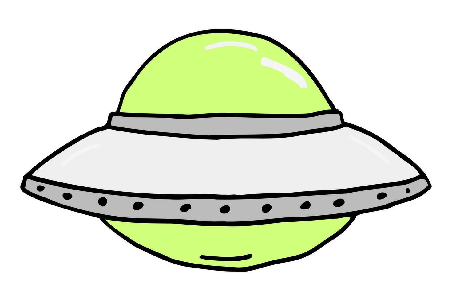 gelbgrau Karikatur UFO Außerirdischer Ebene. UFO, Außerirdischer, Illustration, Vektor. vektor