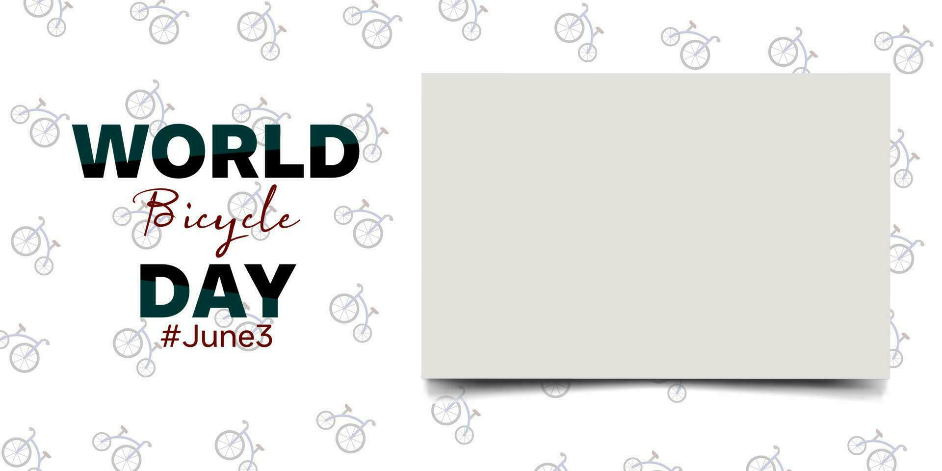 Welt Fahrrad Tag Gedenkfeier Gruß Vorlage mit ein leer Rahmen auf das richtig Seite zum zusätzlich Text vektor