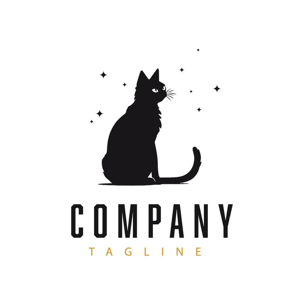 schwarz Katze Logo Vorlage Design vektor