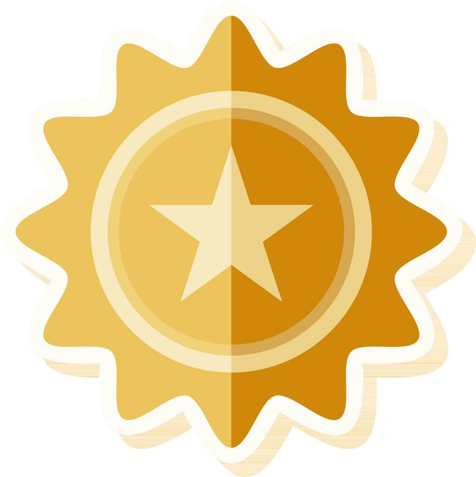 golden Star Abzeichen Symbol im Aufkleber Stil. vektor