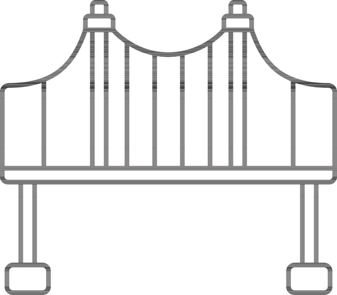 schwarz Linie Kunst Illustration von Suspension Brücke Symbol. vektor