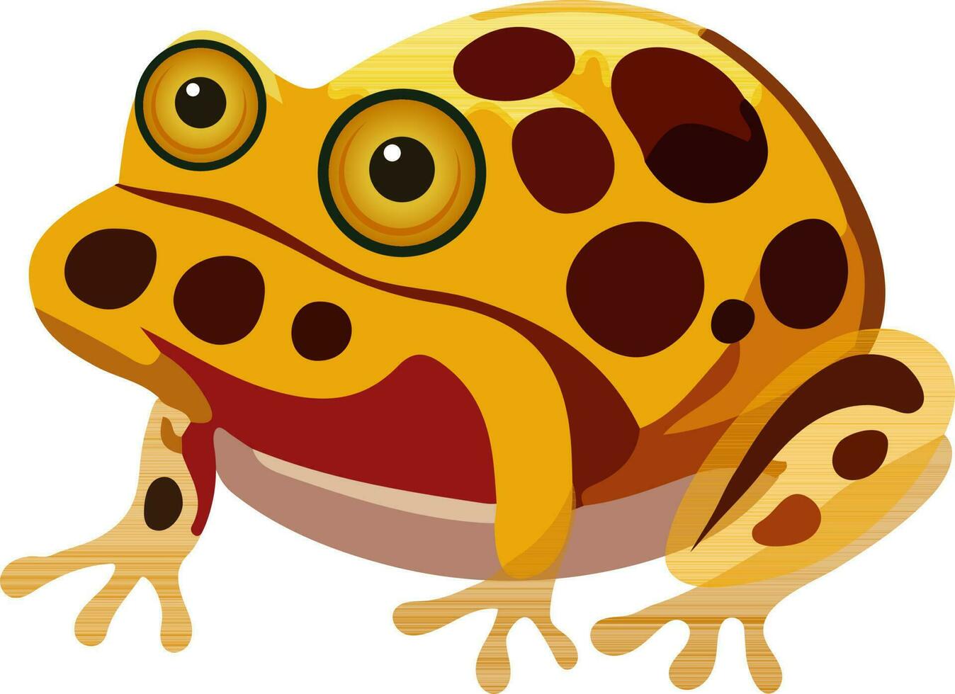 Gelb vergiften Pfeil Frosch Symbol im eben Stil. vektor