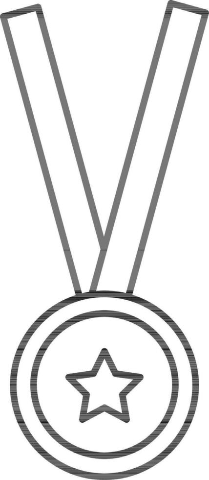 isolerat medalj ikon i svart tunn linje stil. vektor