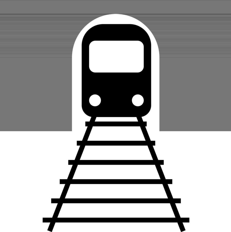 schwarz und Weiß Eisenbahn Tunnel Symbol. vektor