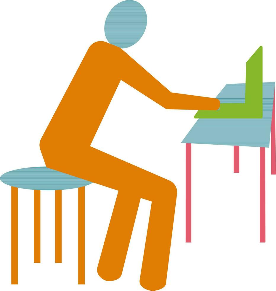 Illustration von Mitarbeiter Symbol mit Suche Job auf Laptop. vektor