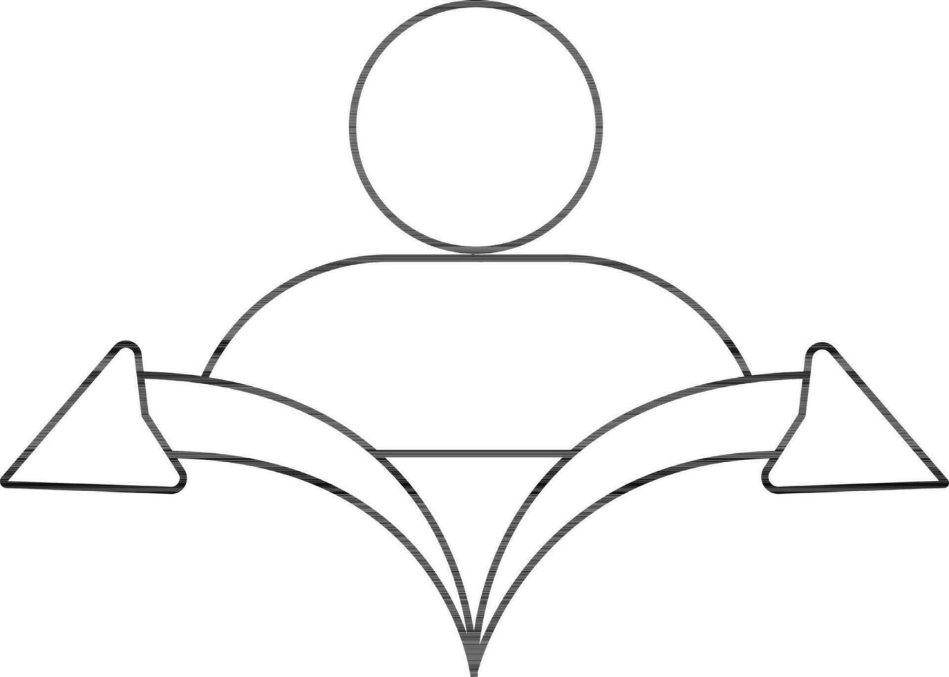 Illustration von Mitarbeiter Symbol mit Pfeil Zeichen im Schlaganfall Stil. vektor