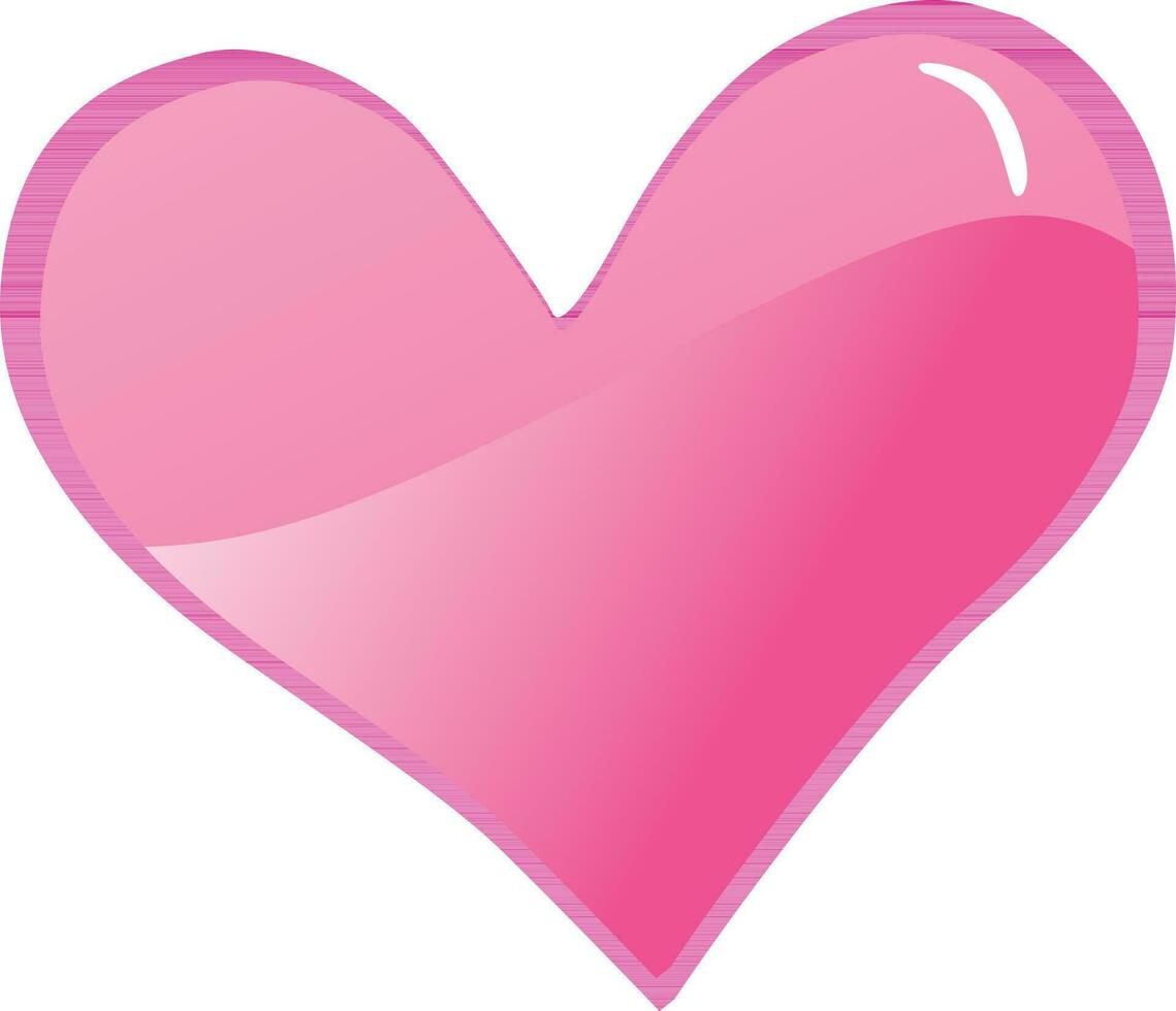 glansig rosa hjärta på vit bakgrund. vektor