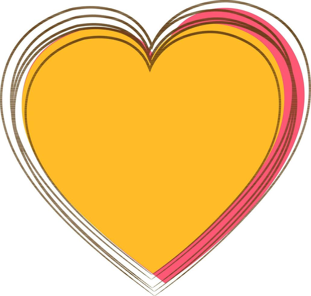 gul hjärta med en stroke kärlek kort. vektor