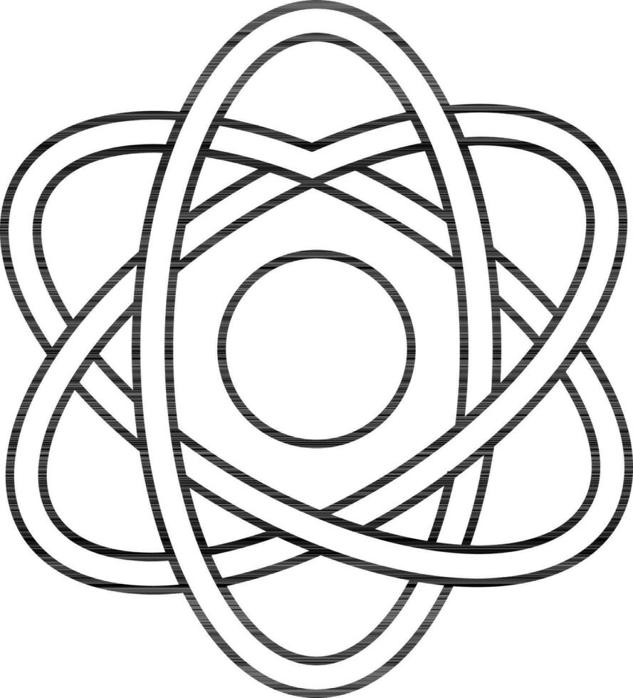 Illustration von Atom Symbol im schwarz Farbe. vektor