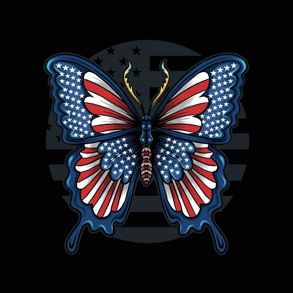 Schmetterling in den Farben der Flagge der Vereinigten Staaten vektor