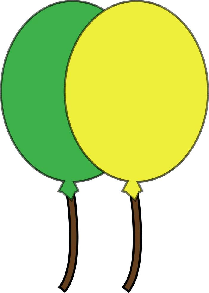 grön och gul ballong i platt stil. vektor