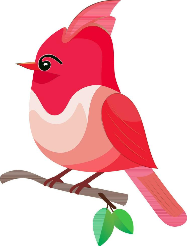 söt kardinal fågel Sammanträde på gren ikon i platt stil. vektor