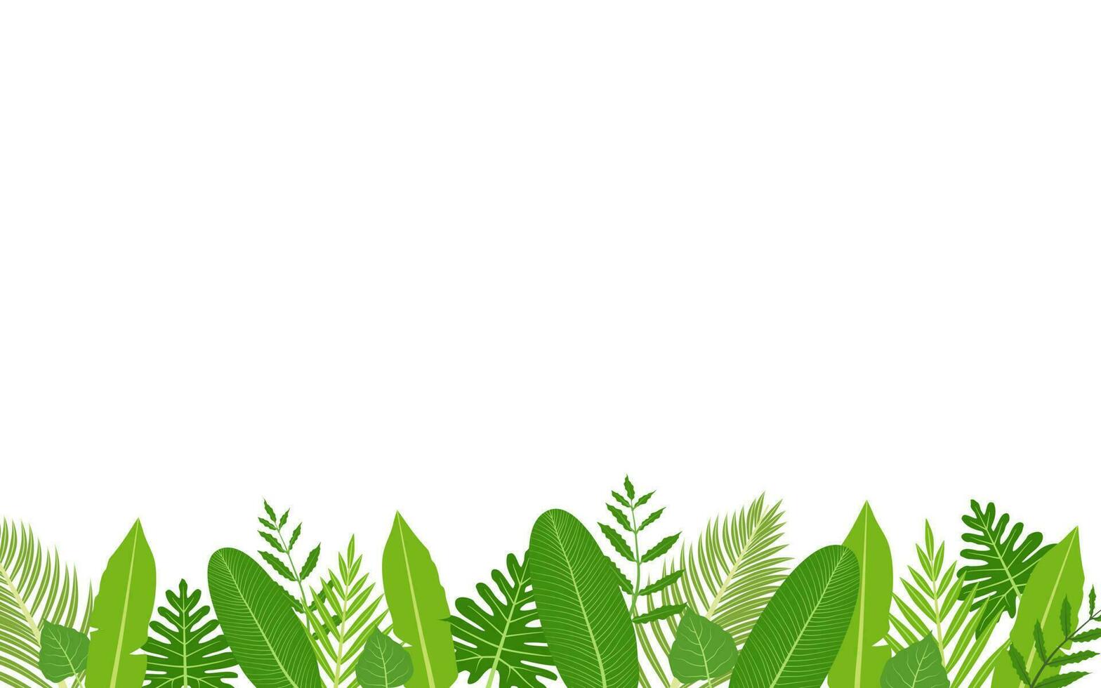 Grün tropisch Blätter Hintergrund. exotisch Grün Blätter Rahmen mit Kopieren Raum vektor
