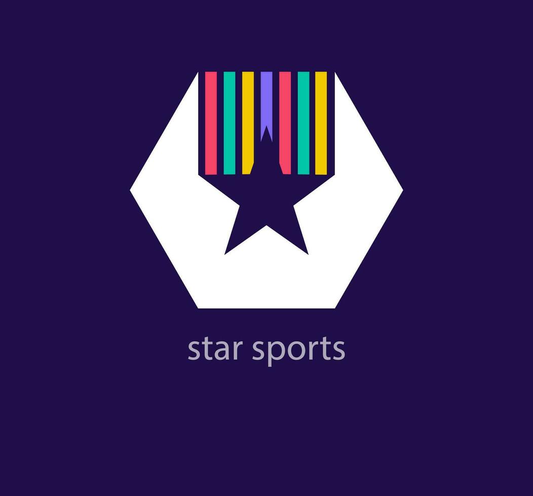 Star Sport Mannschaft Logo. einzigartig Farbe Übergänge. kreativ Star und Hexagon Logo Vorlage. Vektor