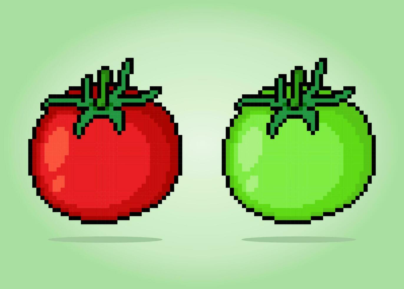 8-Bit-Pixel-Tomate. Gemüse in Vektorillustrationen für Spielmaterial und Kreuzstichmuster. vektor