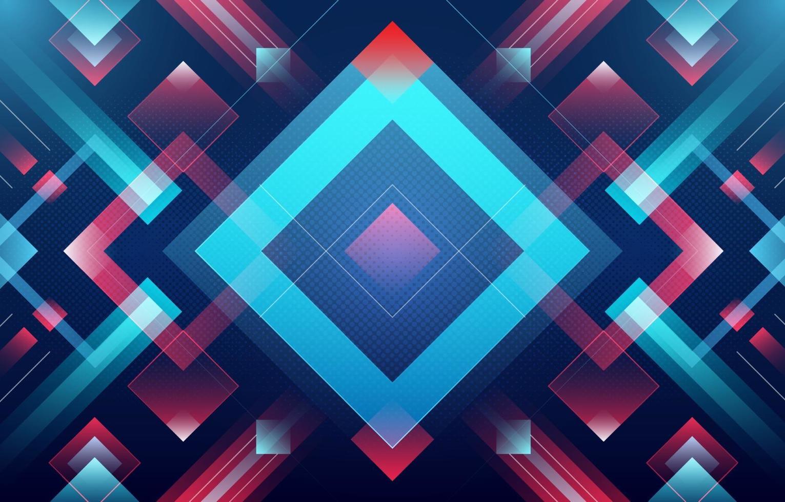 abstrakter Hintergrund der leuchtenden blauen und roten Quadrate vektor