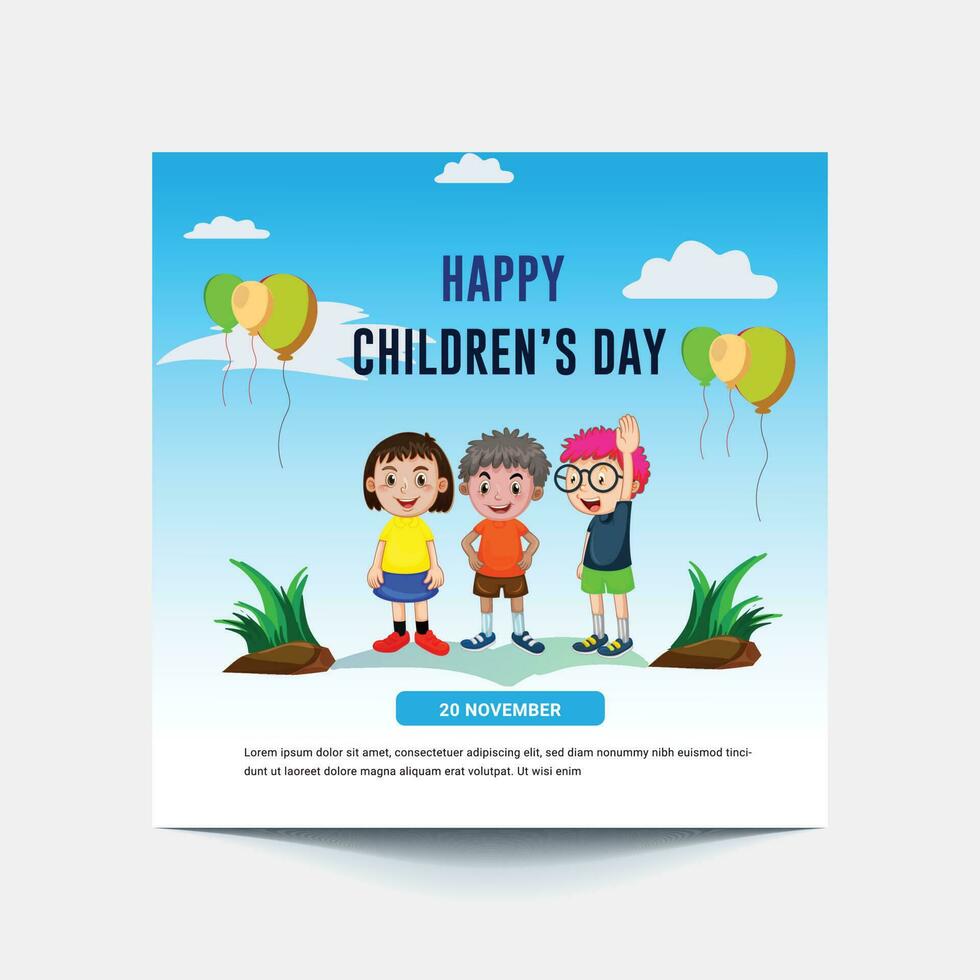 Kinder Tag Sozial Medien Beiträge. es ist gefeiert jährlich im Ehre von Kinder, deren Datum von Beachtung variiert durch Land. vektor