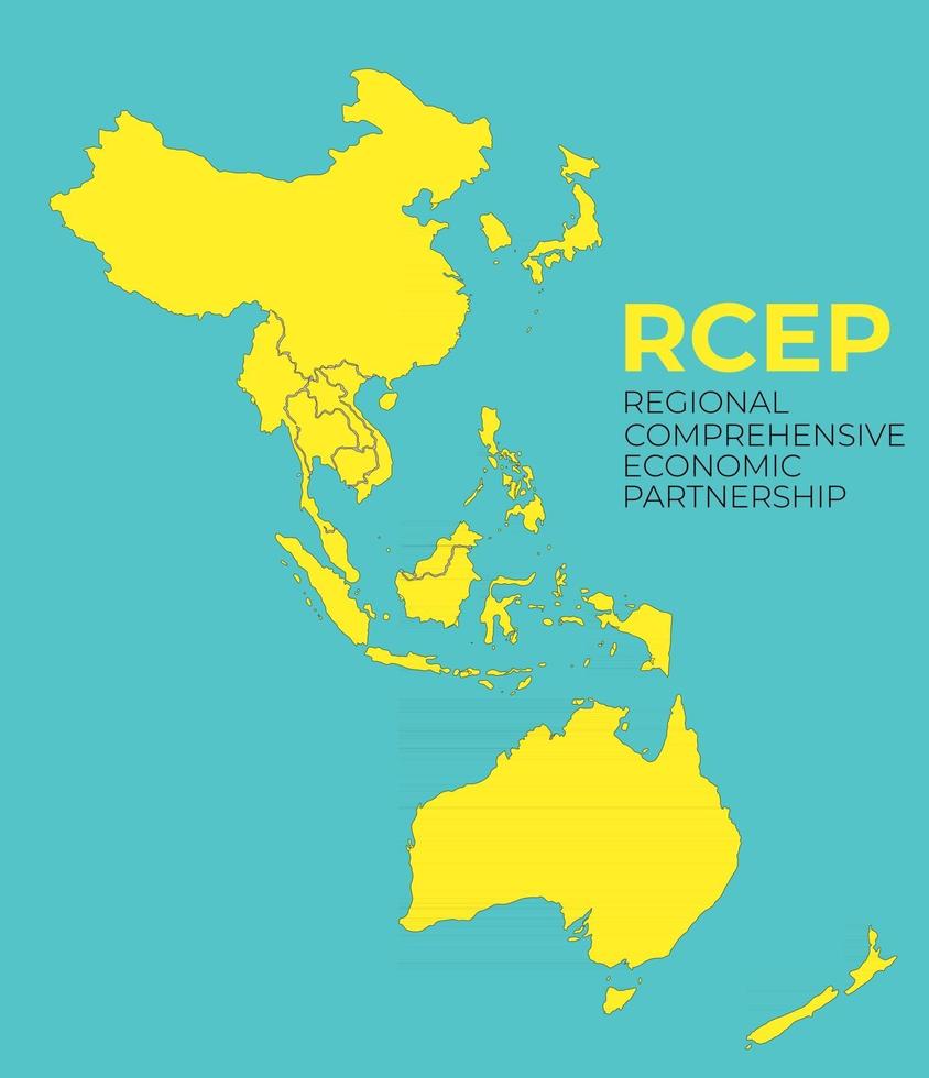 modern regional omfattande ekonomiskt partnerskap rcep karta bakgrund vektor