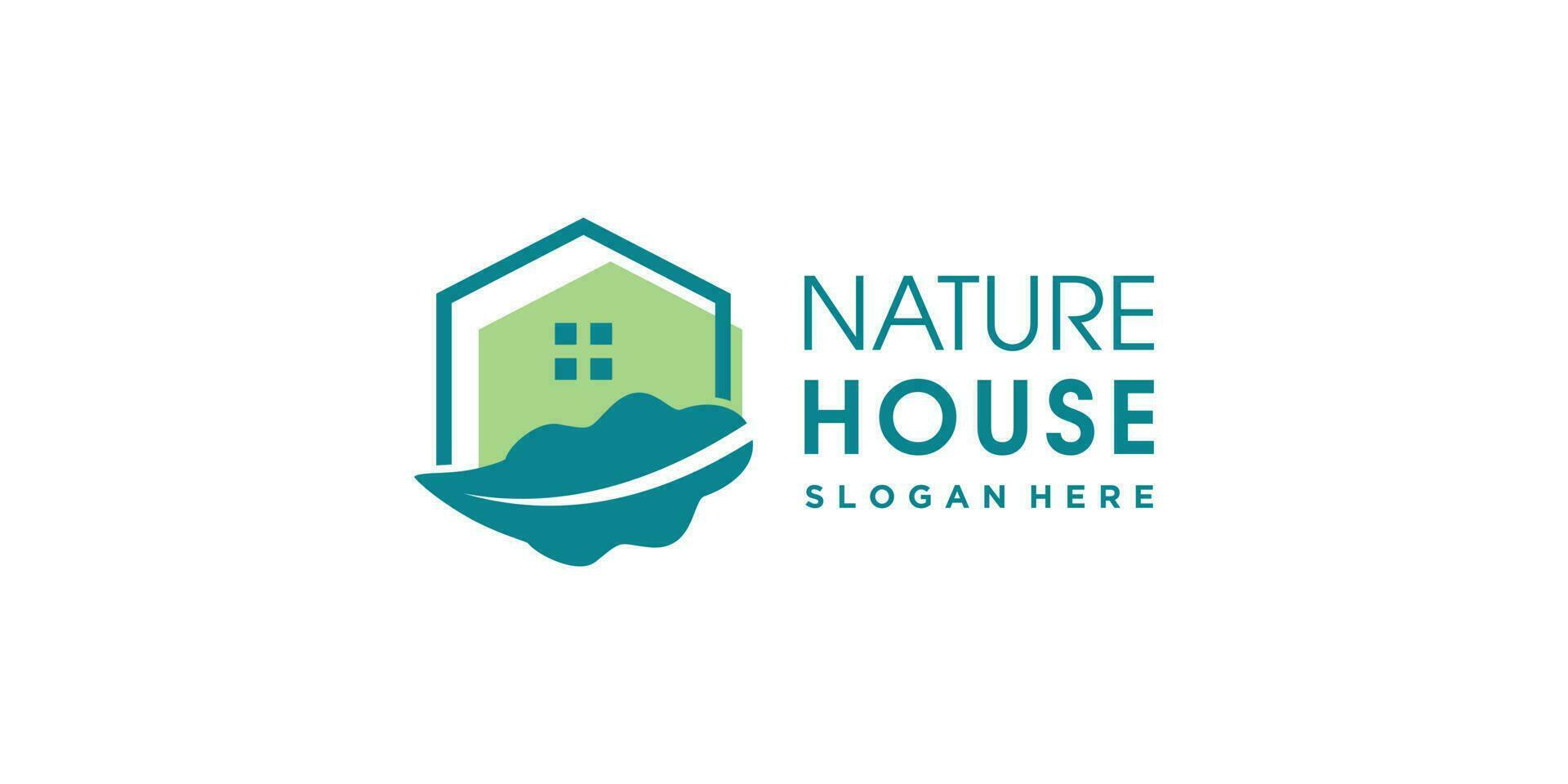 grön hus logotyp design element vektor med unik form