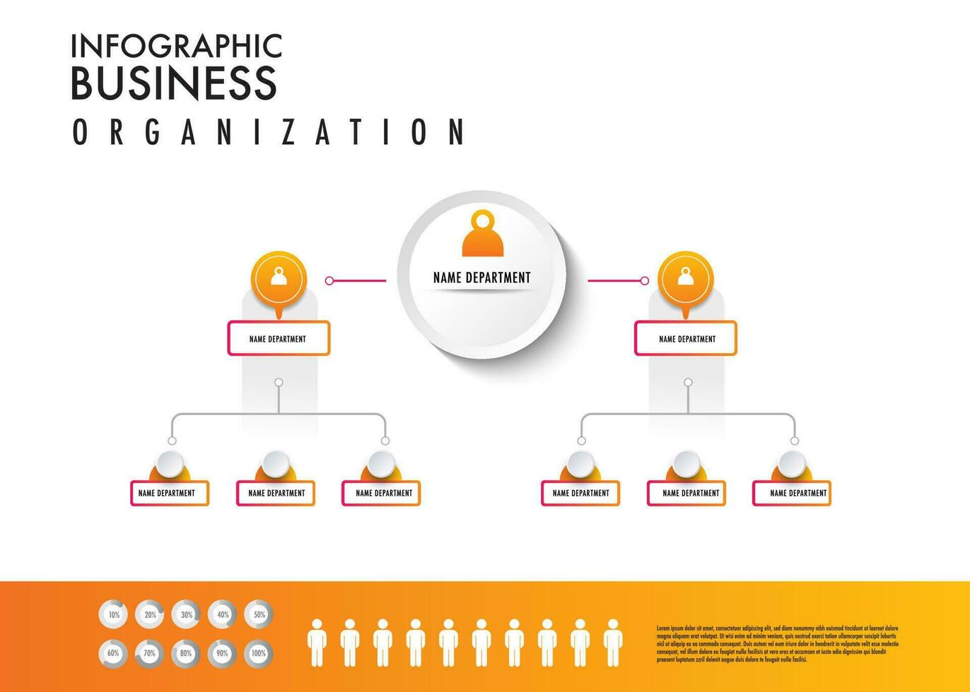 Infografik zum Geschäft Organisation Diagramm Modell- Abteilung Vorlage vektor