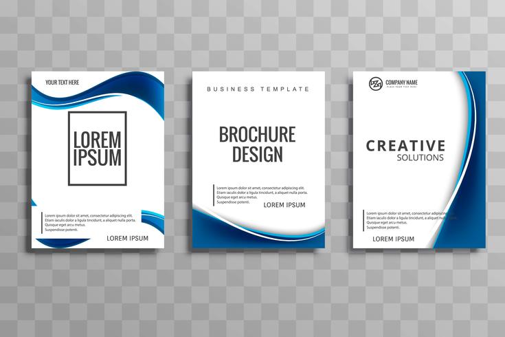 Abstrakt stilfull vågaffär broschyr set design vektor