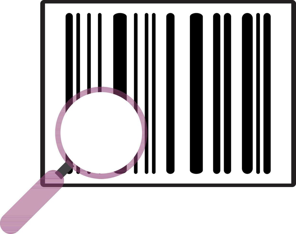 eben Illustration von Barcode mit Vergrößerung Glas. vektor