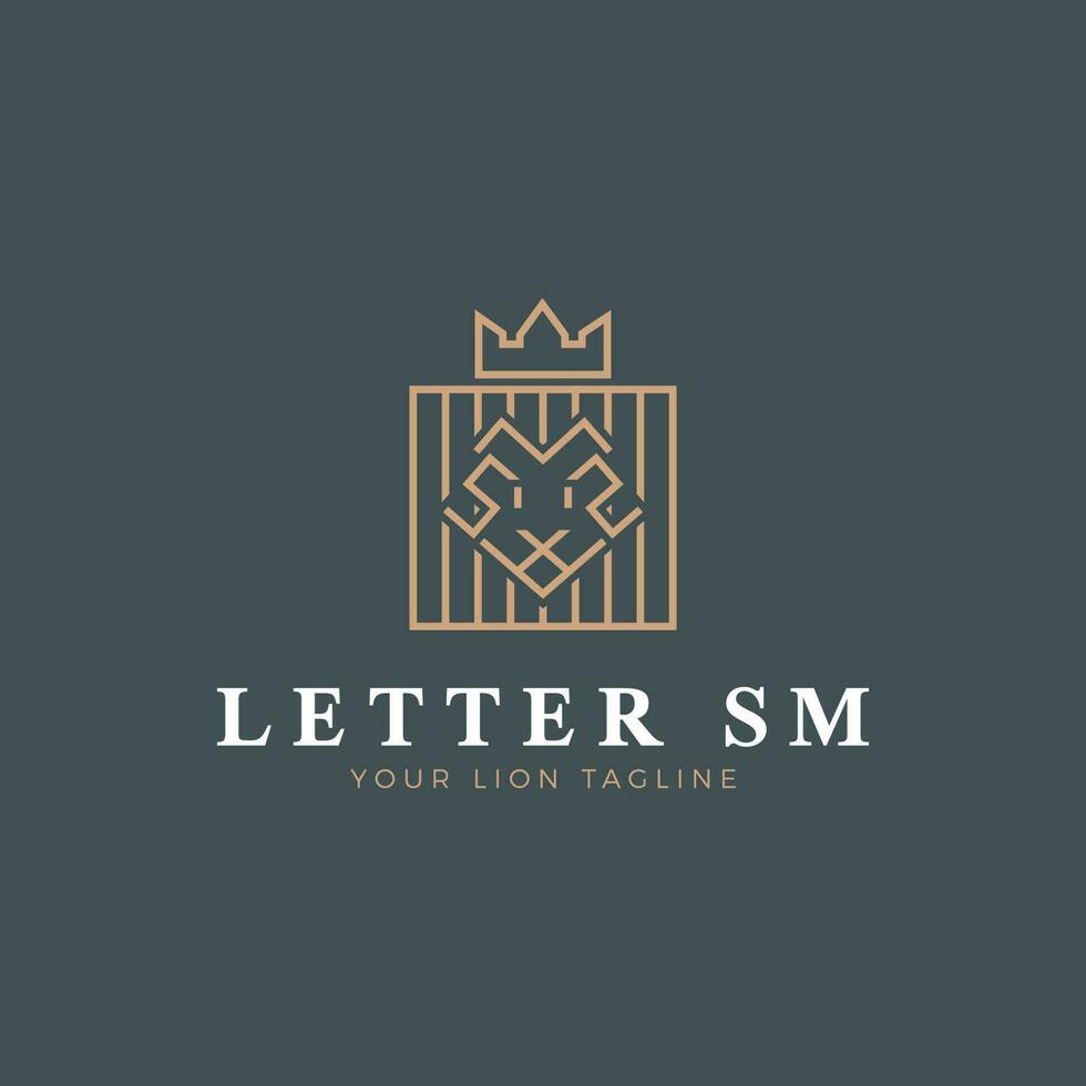 Briefe sm Löwe Logo Design vektor