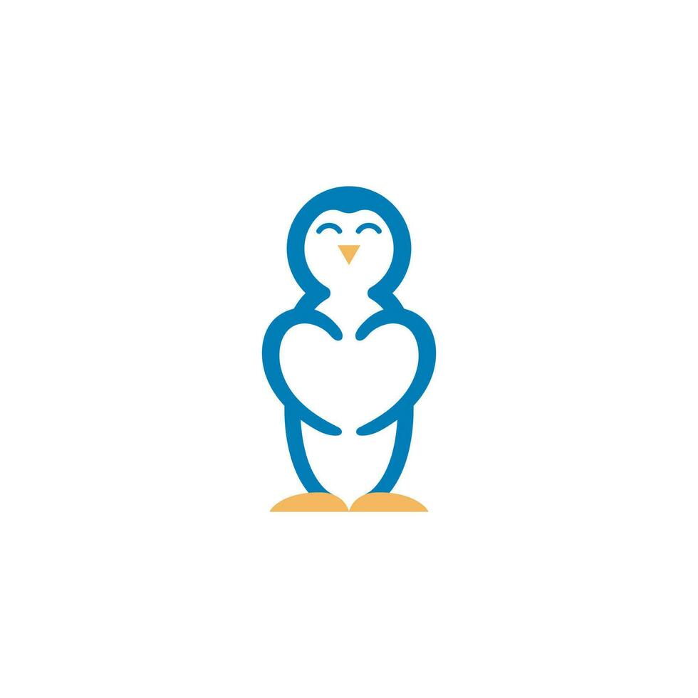 süß Pinguin mit Hände Bildung Liebe. das Logo repräsentiert glücklich heiter freundlich spielerisch einladend vektor